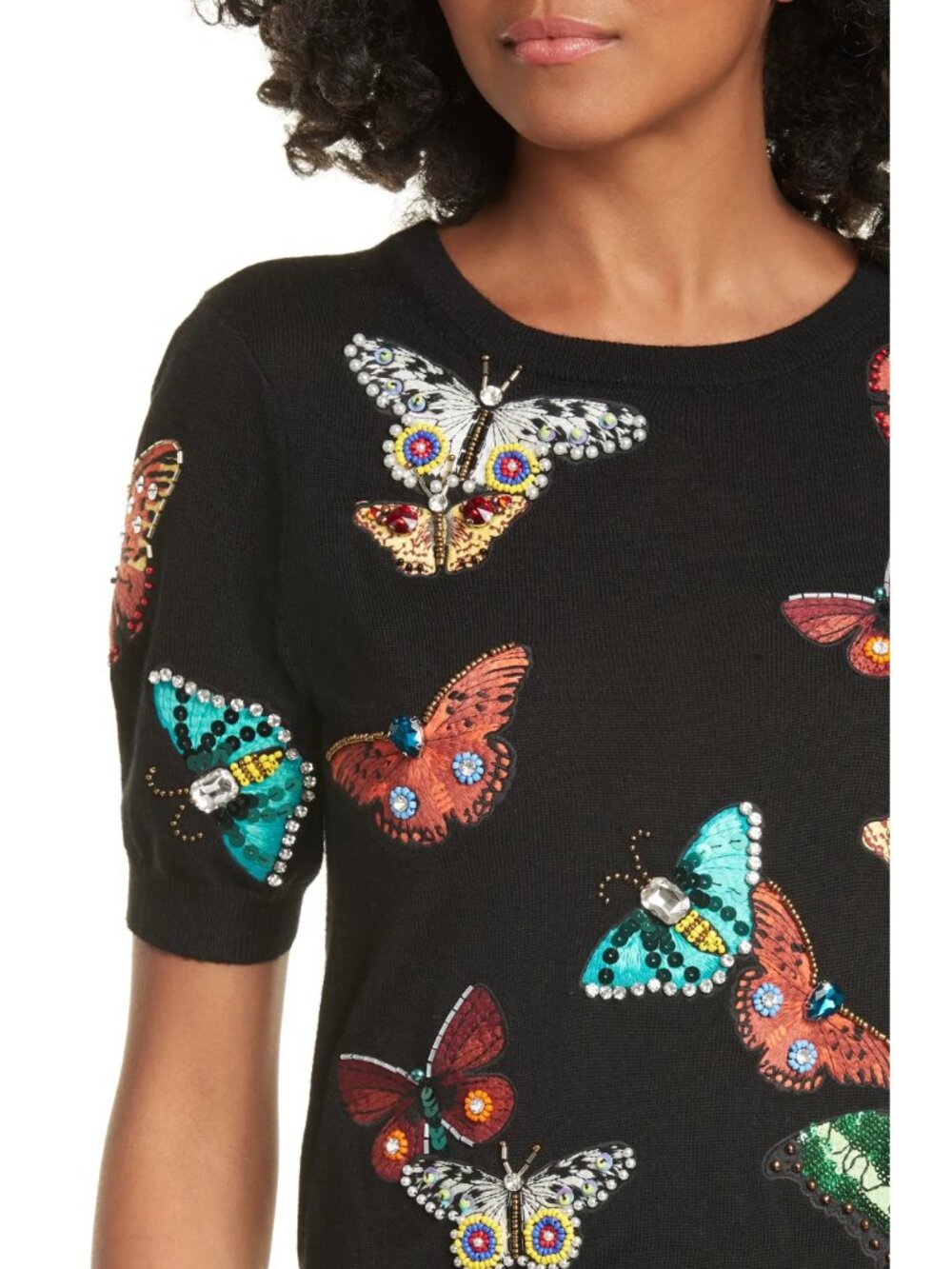 NWT Alice + Olivia Ciara Butterfly Embroidered Sweater Medium M - Picture 10 of 14